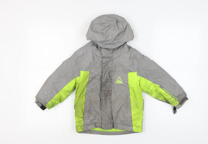 Decathlon Boys Grey Puffer Jacket, 3-4 Years, Hooded Winter Coat