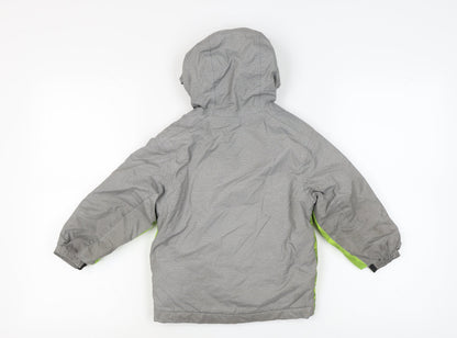 Decathlon Boys Grey Puffer Jacket, 3-4 Years, Hooded Winter Coat