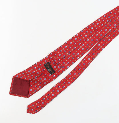 Mens Beaufort Red Floral 100% Silk  Tie