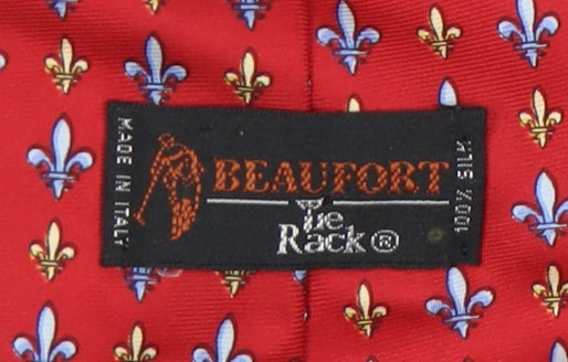 Mens Beaufort Red Floral 100% Silk  Tie