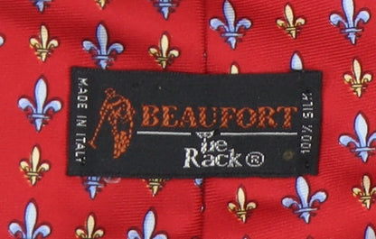 Mens Beaufort Red Floral 100% Silk  Tie