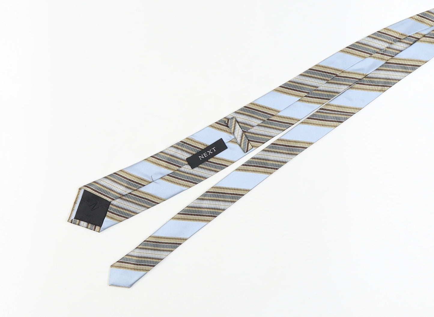 Next Men's Blue Striped Silk Tie