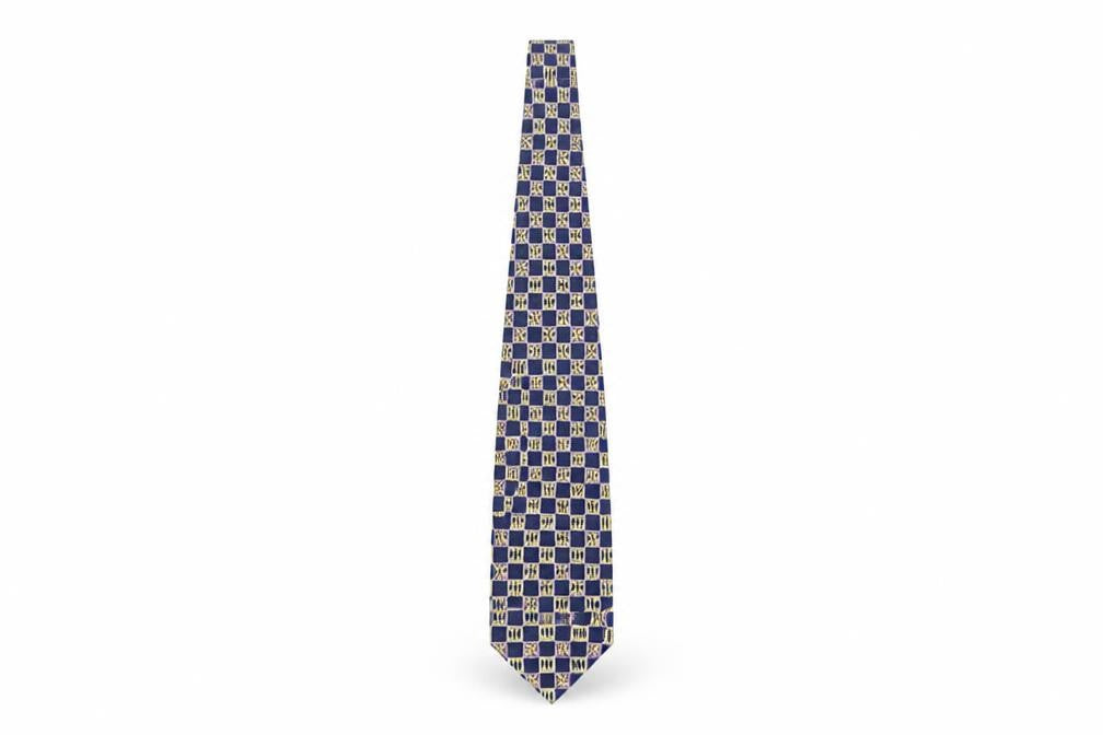 Mens Pierre Cardin Blue Geometric 100% Silk  Tie