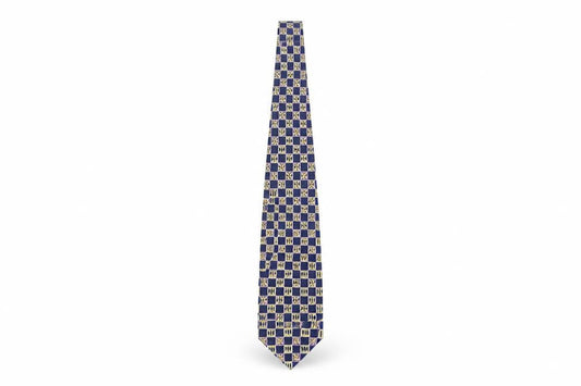 Mens Pierre Cardin Blue Geometric 100% Silk  Tie