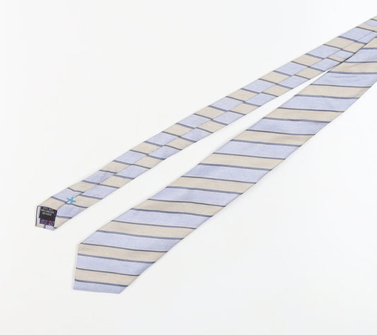 Jeff Banks Men's Striped Silk Tie Beige