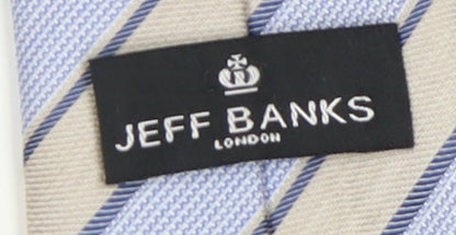 Jeff Banks Men's Striped Silk Tie Beige