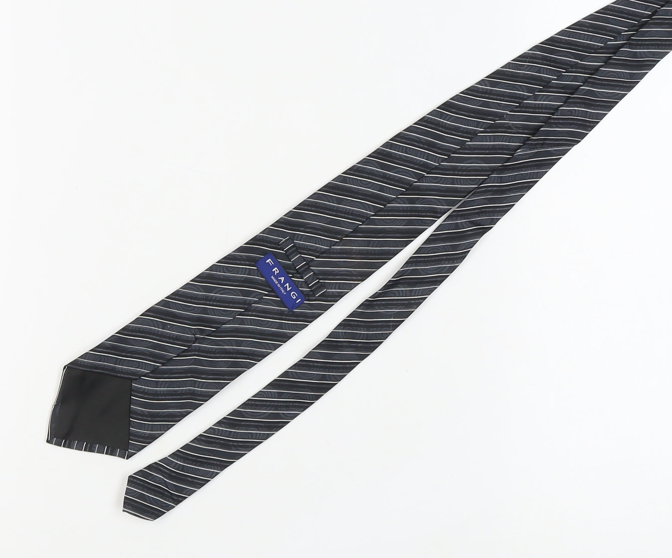 Mens Frangi Black Striped 100% Silk  Tie