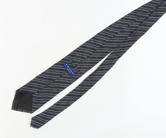 Mens Frangi Black Striped 100% Silk  Tie