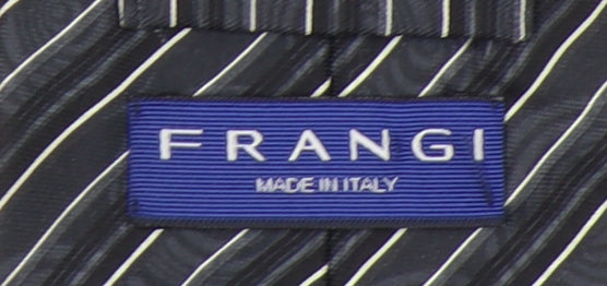 Mens Frangi Black Striped 100% Silk  Tie