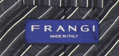 Mens Frangi Black Striped 100% Silk  Tie