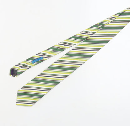Next Men's Green Striped Silk Tie, One Size