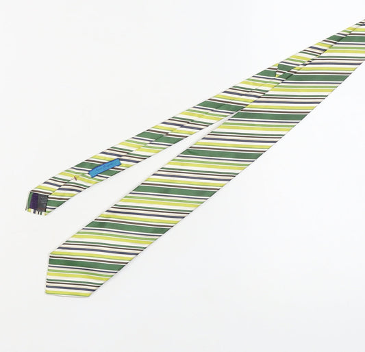 Next Men's Green Striped Silk Tie, One Size