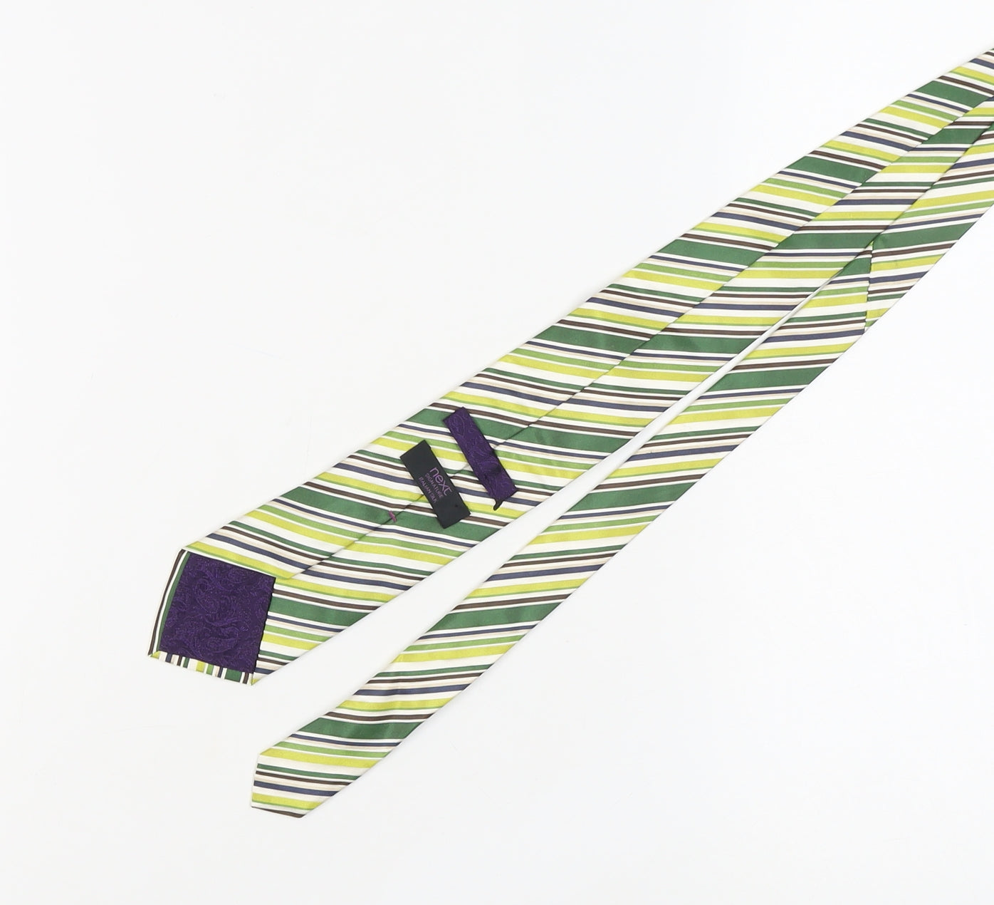 Next Men's Green Striped Silk Tie, One Size