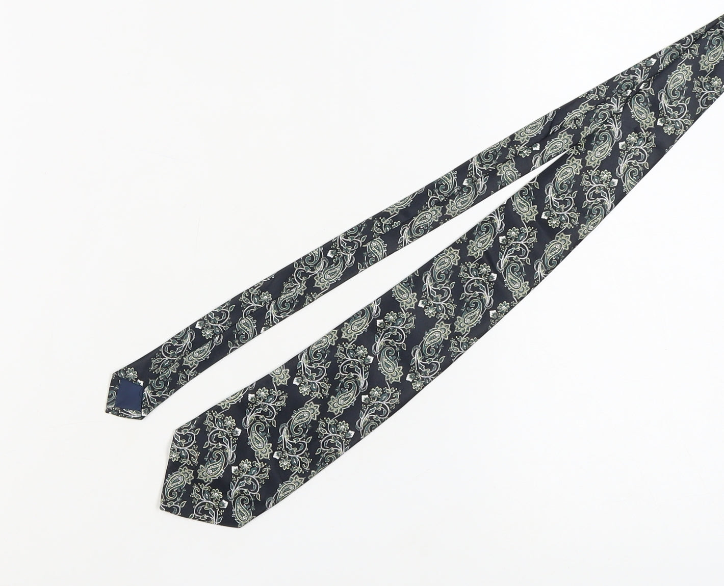 René Chagal Men's Black Silk Paisley Handmade Tie