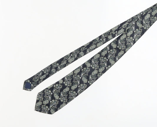 René Chagal Men's Black Silk Paisley Handmade Tie