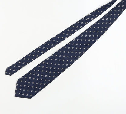 Puraseta Men's Blue Silk Tie with Geometric Pattern
