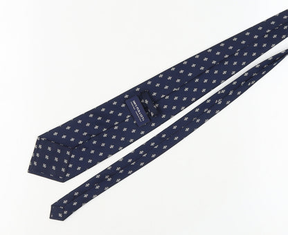 Puraseta Men's Blue Silk Tie with Geometric Pattern