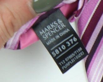Marks and Spencer Men's Purple Striped Silk Tie