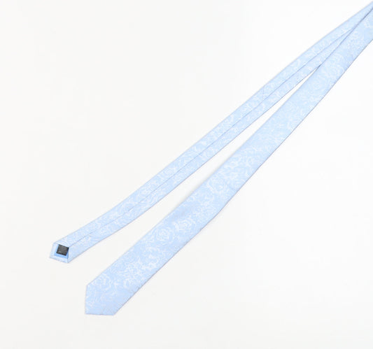 Moss London Men's Blue Floral Tie in Excellent Condition