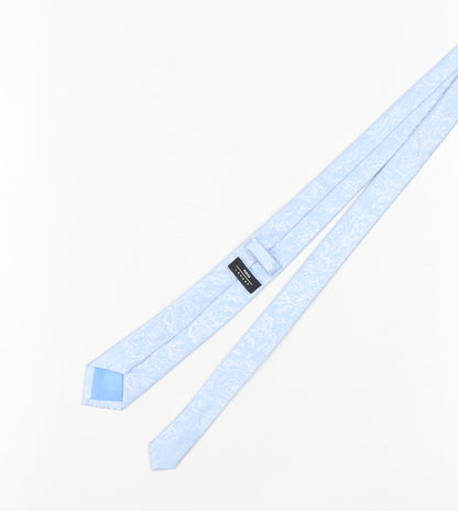 Moss London Men's Blue Floral Tie in Excellent Condition