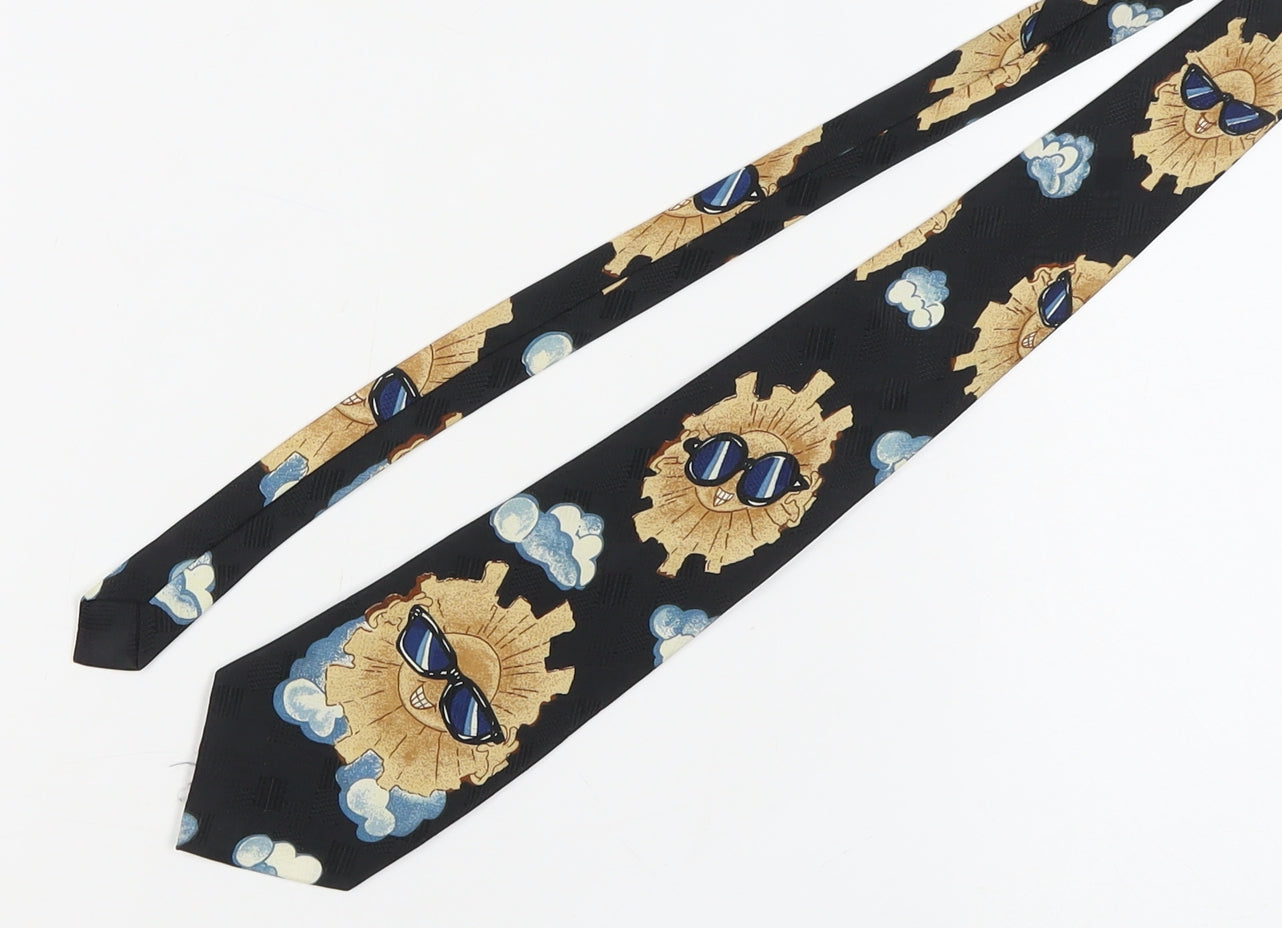 A. Rogers Men's Black Silk Novelty Tie Sun Clouds