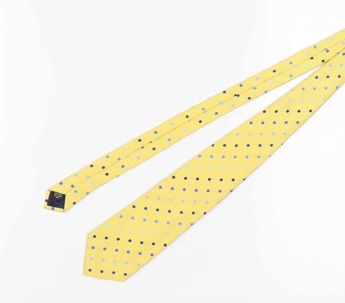 Mens Charles Tyrwhitt Yellow Polka Dot 100% Silk  Tie
