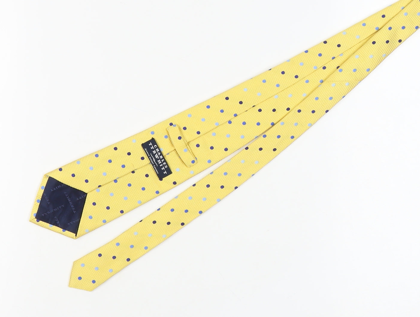Mens Charles Tyrwhitt Yellow Polka Dot 100% Silk  Tie