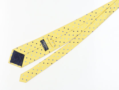Mens Charles Tyrwhitt Yellow Polka Dot 100% Silk  Tie