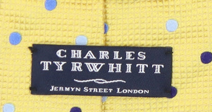 Mens Charles Tyrwhitt Yellow Polka Dot 100% Silk  Tie
