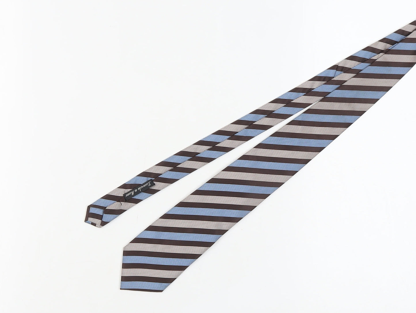 Lucio Lamberti Men's Blue Brown Striped Silk Tie