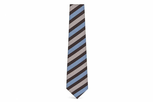 Lucio Lamberti Men's Blue Brown Striped Silk Tie