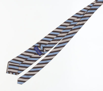 Lucio Lamberti Men's Blue Brown Striped Silk Tie