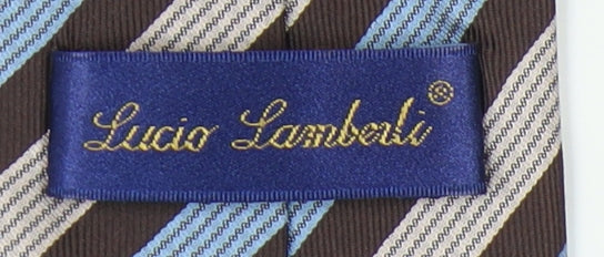 Lucio Lamberti Men's Blue Brown Striped Silk Tie