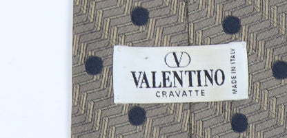 Valentino Men's Beige Polka Dot Silk Designer Tie