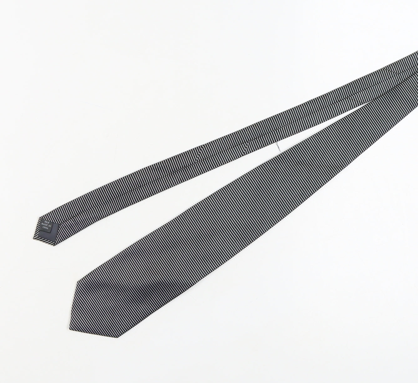 Thomas Nash Men's Black Striped Silk Tie One Size