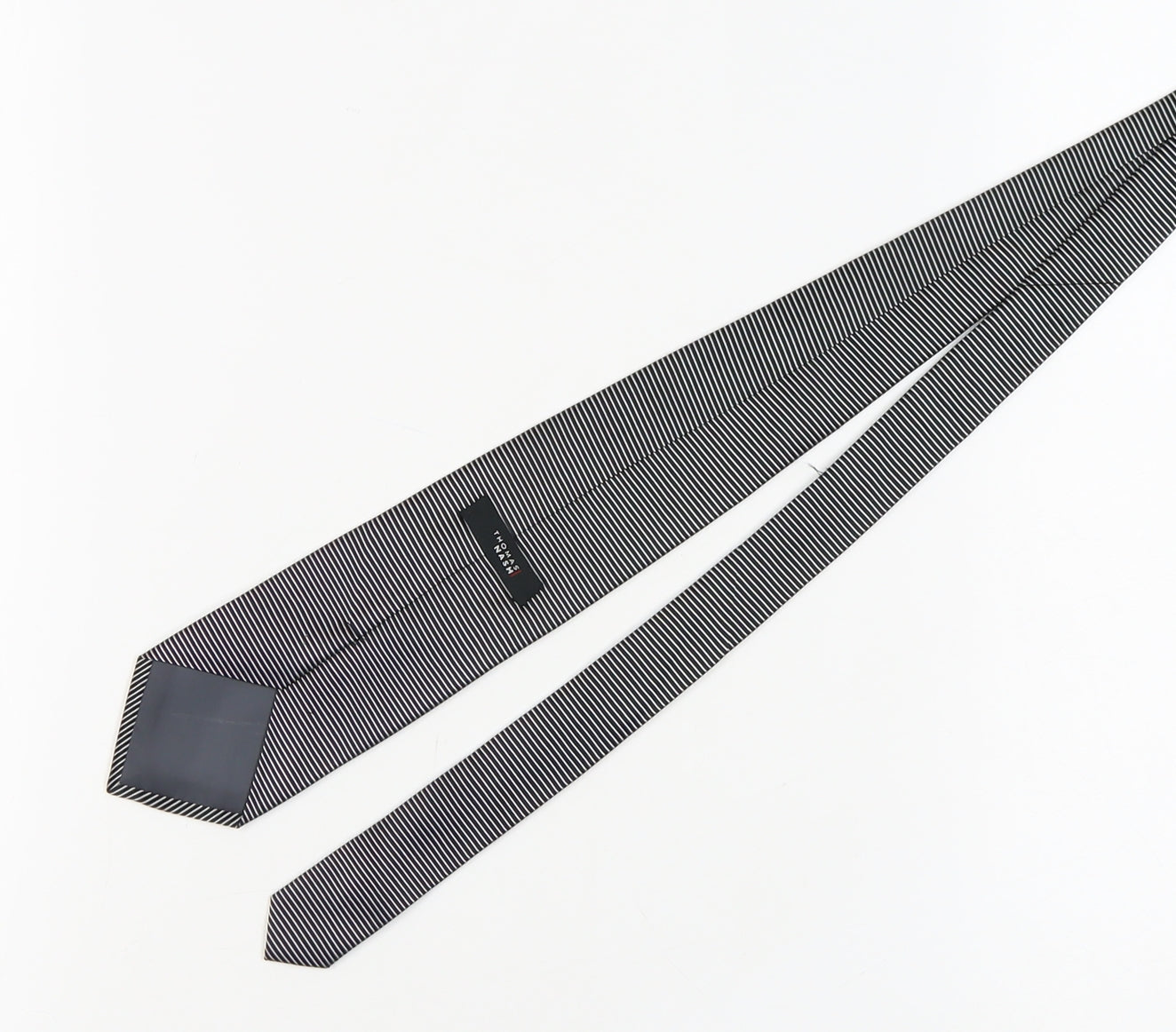 Thomas Nash Men's Black Striped Silk Tie One Size