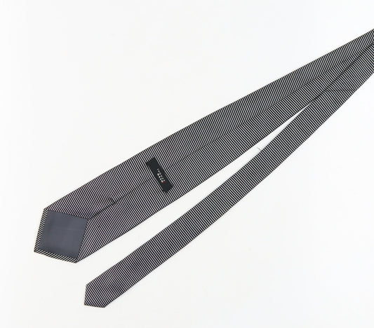 Thomas Nash Men's Black Striped Silk Tie One Size