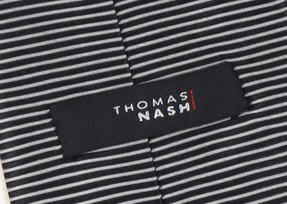 Thomas Nash Men's Black Striped Silk Tie One Size