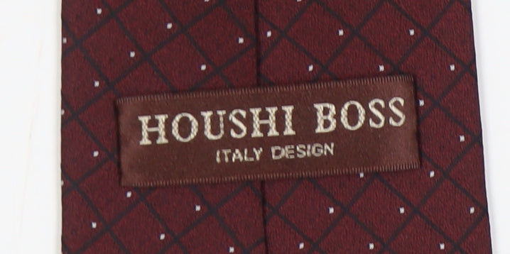 Houshi Boss Men's Red Silk Plaid Check Tie