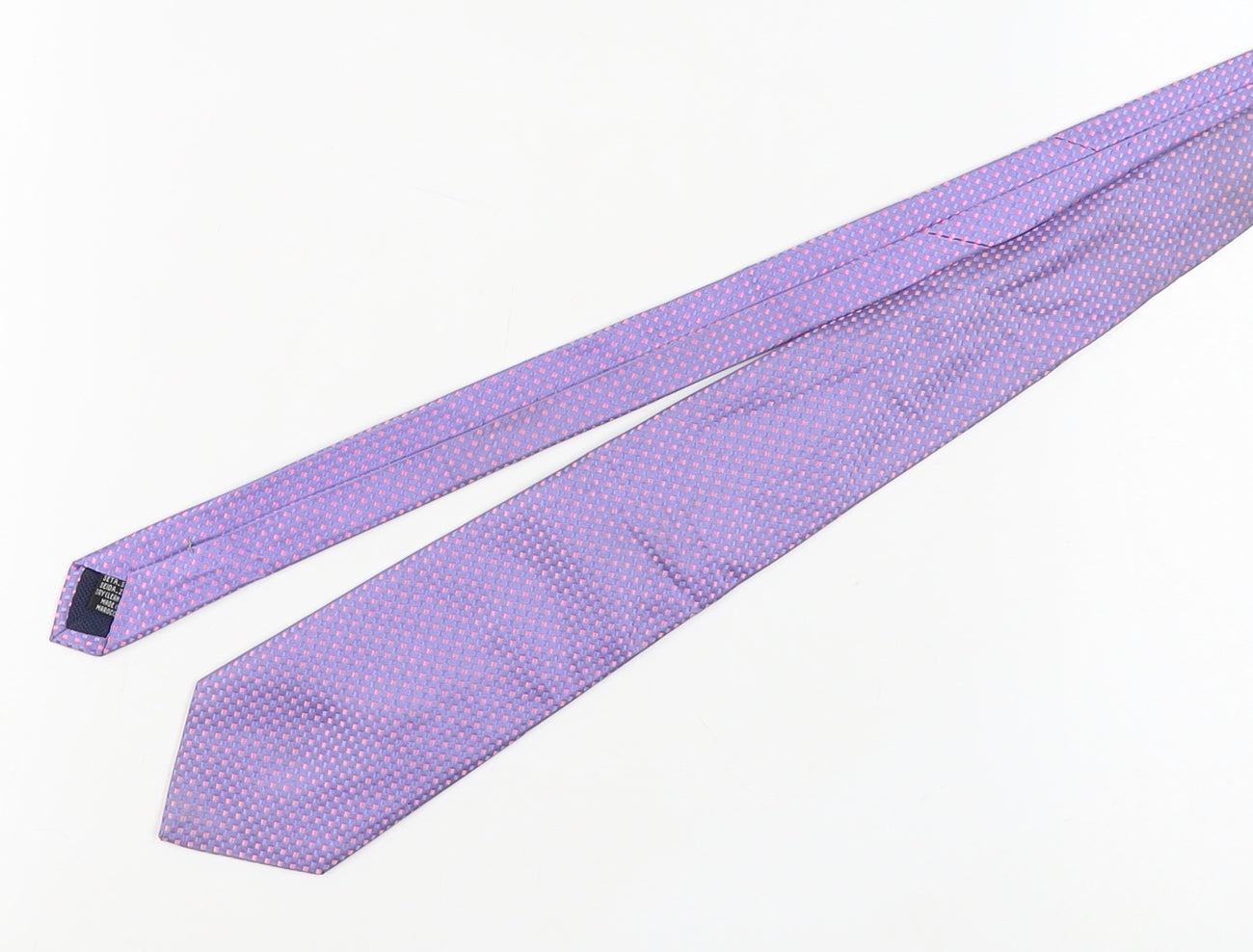 Pink Men's Purple Silk Geometric Tie