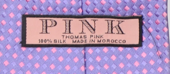 Pink Men's Purple Silk Geometric Tie