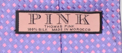 Pink Men's Purple Silk Geometric Tie