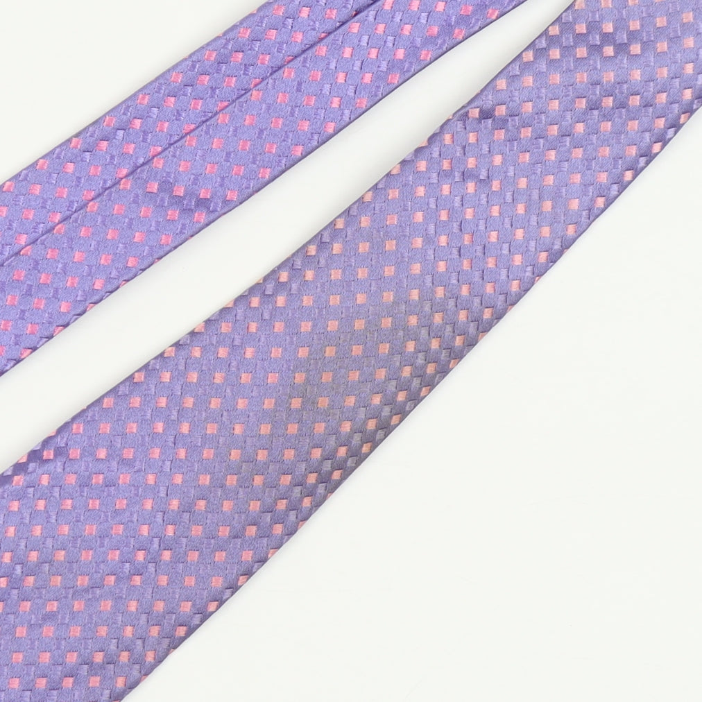Pink Men's Purple Silk Geometric Tie