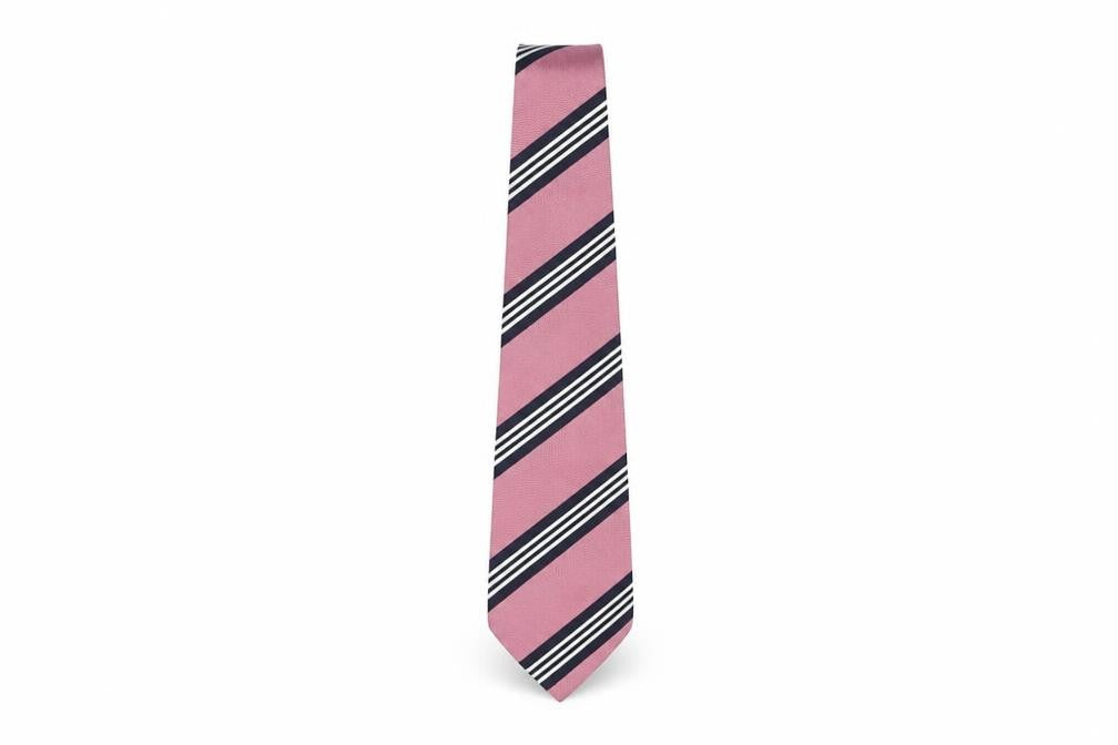 Mens Profuomo Pink Striped 100% Silk  Tie