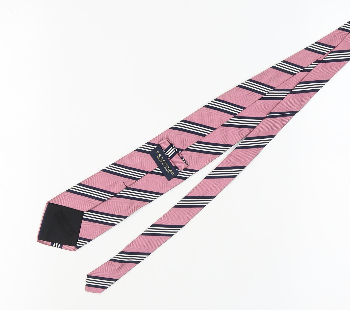 Profuomo Men's Pink Striped Silk Tie
