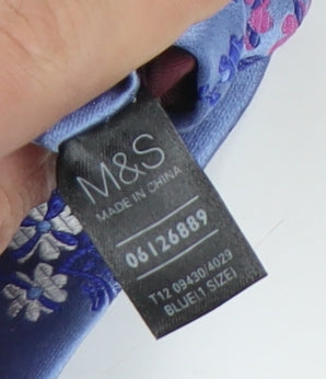 Marks and Spencer Men's Blue Floral Silk Tie One Size