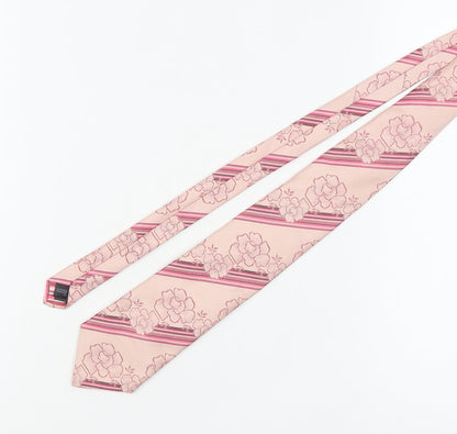 Marks and Spencer Men's Pink Silk Floral Striped Tie