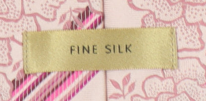 Marks and Spencer Men's Pink Silk Floral Striped Tie