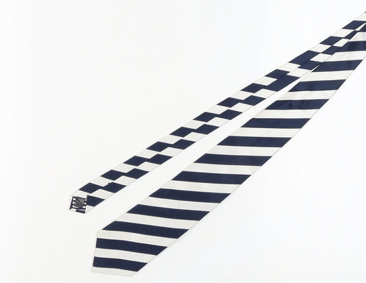 Marks and Spencer Men's Blue Striped Silk Tie, New