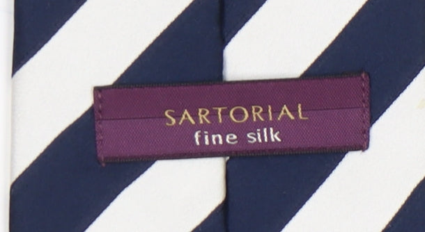 Marks and Spencer Men's Blue Striped Silk Tie, New